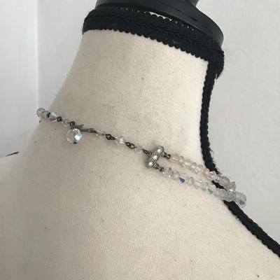 Beautiful, vintage, mid century, double strand Aurora borealis crystal necklace