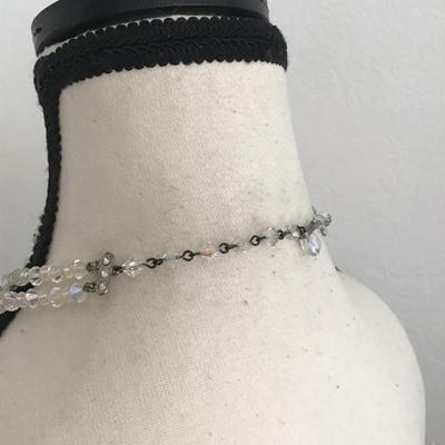 Beautiful, vintage, mid century, double strand Aurora borealis crystal necklace