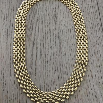 Beautiful vintage 80s gold tone, wide panther, link chain collar necklace