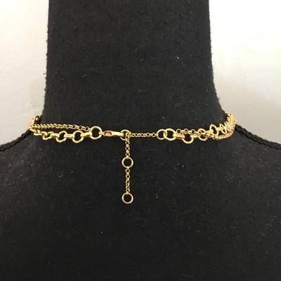 Beautiful very nice multi layered gold tone, fashion, statement, necklace