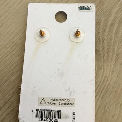 Beautiful gold tone, crystal cross dangle earrings