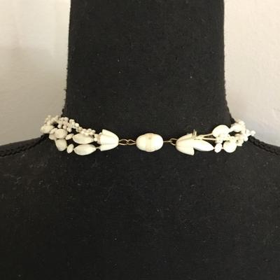 Vintage Lucite bead, flower bead, multistrand, long, flapper style necklace with barrel clasp