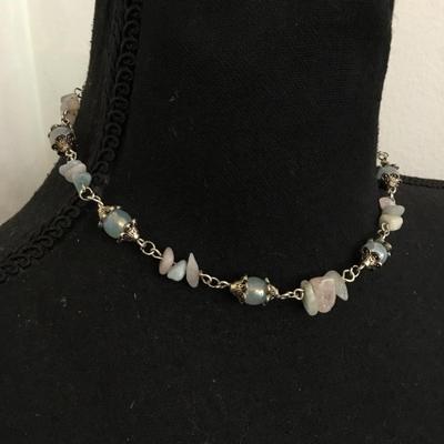 Beautiful gemstone and Silvertone toggle necklace. Healing stone necklace. Very nice very beautiful.