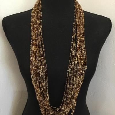 Gorgeous vintage Joan Rivers Brown/tan Czech Glass statement necklace