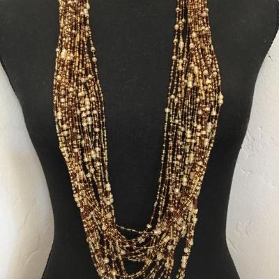Gorgeous vintage Joan Rivers Brown/tan Czech Glass statement necklace