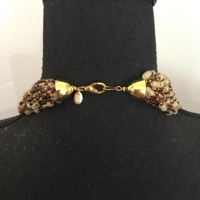 Gorgeous vintage Joan Rivers Brown/tan Czech Glass statement necklace