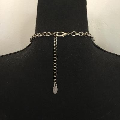 Silver tone faux, turquoise, stone, large, chunky heavy statement necklace