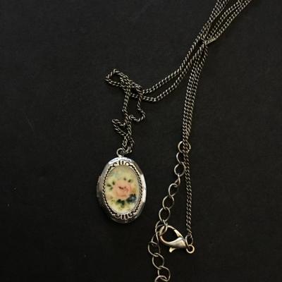 Vintage, silver plated, floral, locket necklace