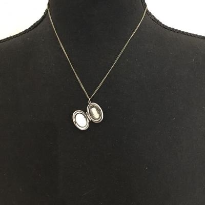 Vintage, silver plated, floral, locket necklace