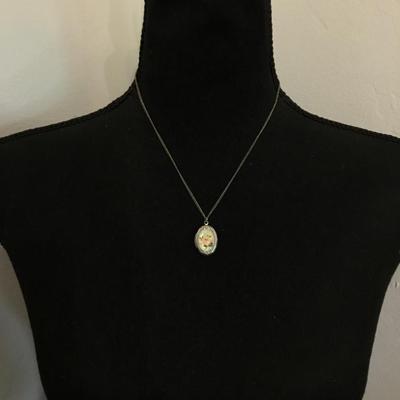 Vintage, silver plated, floral, locket necklace