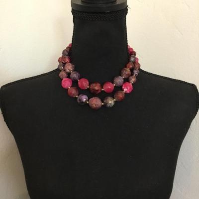 Big chunky, multicolored bead, collar statement, necklace