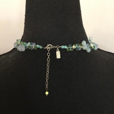 Beautiful designer donna Beth Mitchell gorgeous open, White moon stone, glass, bead collar necklace