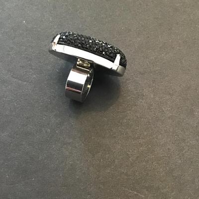 Silvertone chunky fashion statement ring