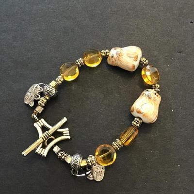 Very cute glass beaded cat fashion statement bracelet