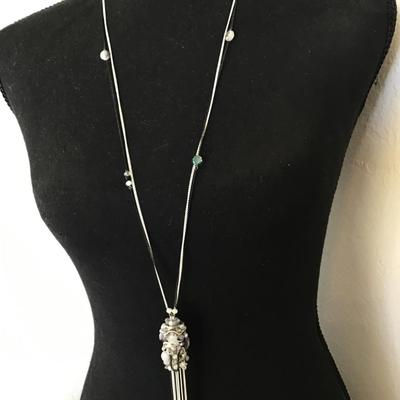 Beautiful Black and white chain rhinestone, crystal rhinestone, tassel necklace very beautiful