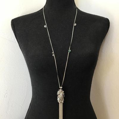 Beautiful Black and white chain rhinestone, crystal rhinestone, tassel necklace very beautiful