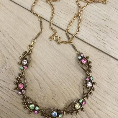 Gorgeous vintage, Victorian, revival multicolored stone necklace