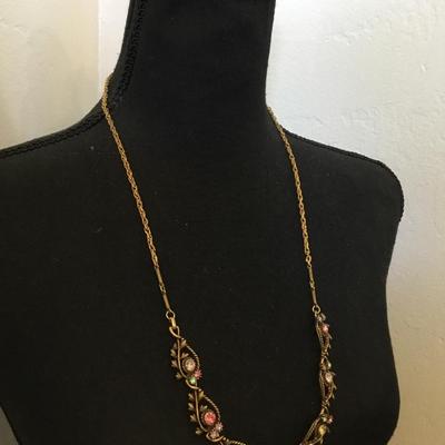 Gorgeous vintage, Victorian, revival multicolored stone necklace