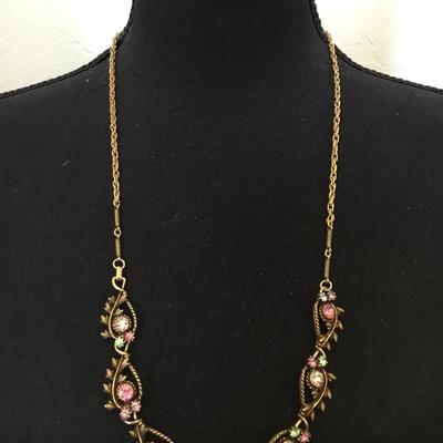 Gorgeous vintage, Victorian, revival multicolored stone necklace