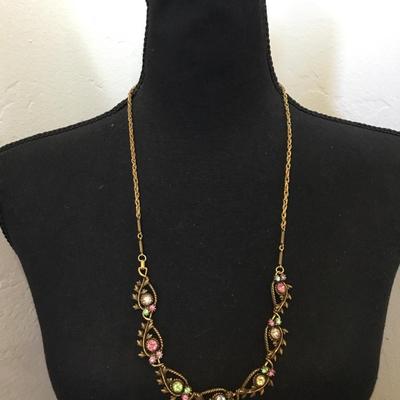 Gorgeous vintage, Victorian, revival multicolored stone necklace