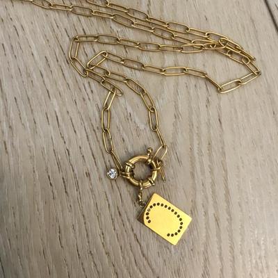 Beautiful stainless steel crystal rhinestone letter C toggle fashion necklace