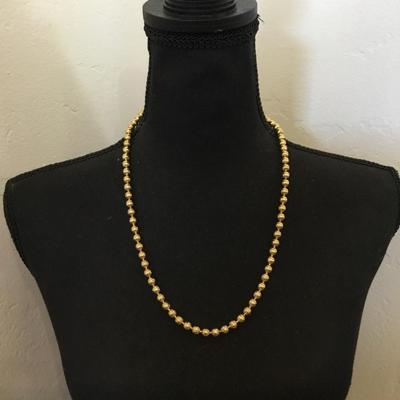 Vintage JG hook metal gold tone, bead necklace excellent condition