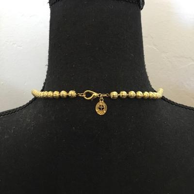 Vintage JG hook metal gold tone, bead necklace excellent condition