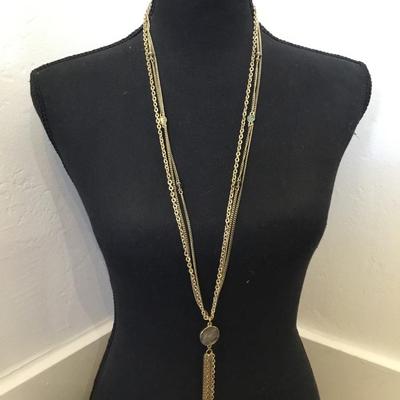 Natasha Gold tone, faux Abbelone Shell, statement, necklace