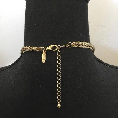 Natasha Gold tone, faux Abbelone Shell, statement, necklace