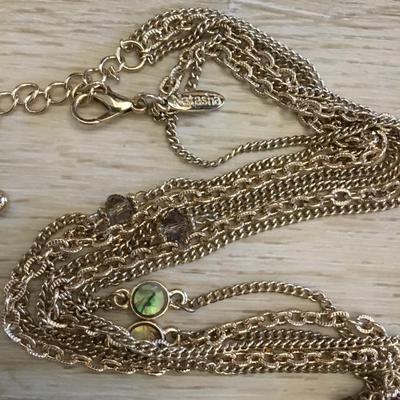 Natasha Gold tone, faux Abbelone Shell, statement, necklace