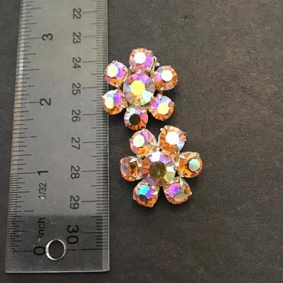Beautiful vintage, A.B. rhinestone earrings