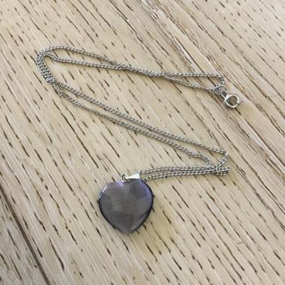 Beautiful charcoal, gray purple heart stone pendant