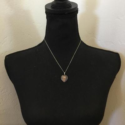 Beautiful charcoal, gray purple heart stone pendant