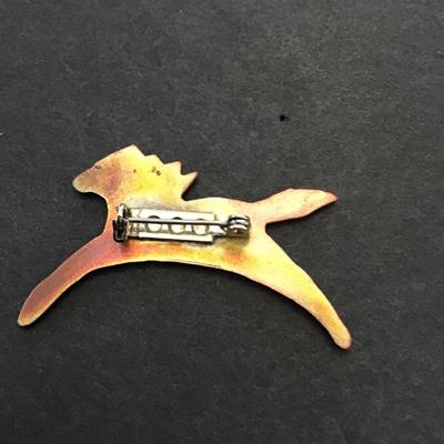 Vintage Red enamel horse brooch