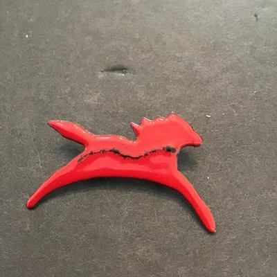 Vintage Red enamel horse brooch