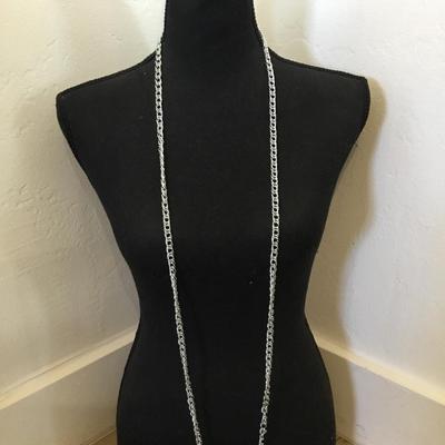 Vintage lite silver tone chain necklace long lite chain