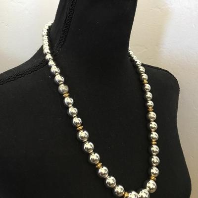 Beautiful, silver and gold tone, metal beard, statement, necklace makers, mark