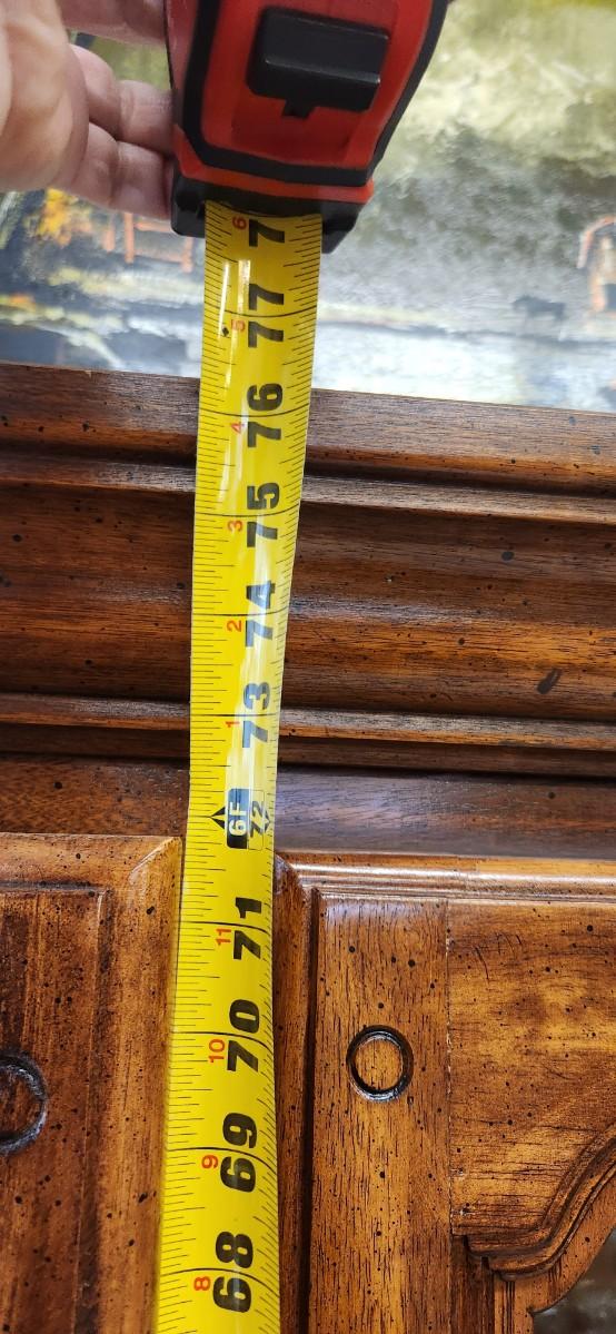 Sale Photo Thumbnail #36: Solid wood china hutch with a single light and single glass shelf in the top piece. 2 pieces but bring help to load