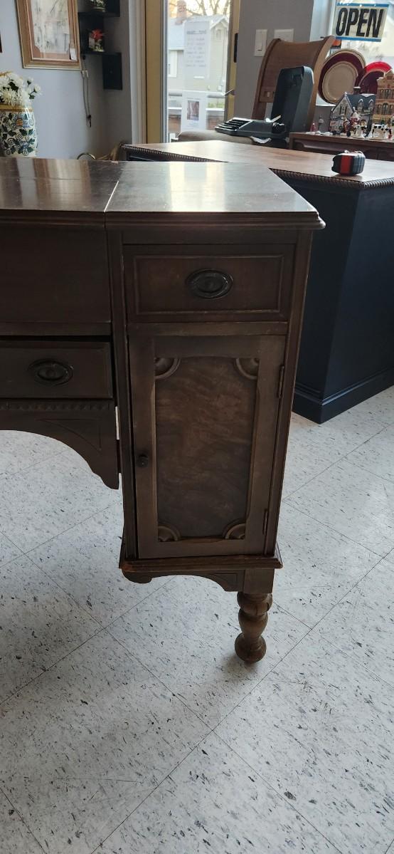 Sale Photo Thumbnail #40: This is an awesome project piece! Vintage ladies writing desk, walnut with original handles and pulls. Needs some love but a fantastic piece of furniture.