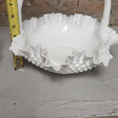 Mess of glassware - some as is- hobnail basket