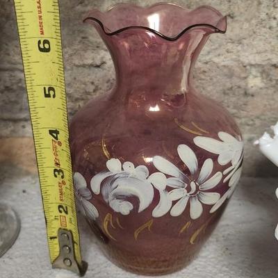 Mess of glassware - some as is- hobnail basket