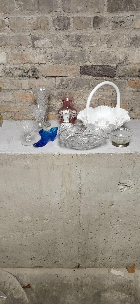 Sale Photo Thumbnail #56: A mess of glassware. Some really nice pieces and some as is pieces. Look at the pictures closely please