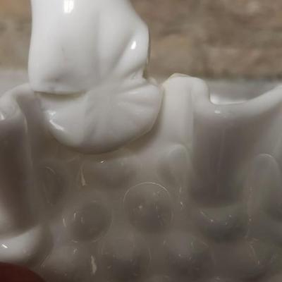 Mess of glassware - some as is- hobnail basket