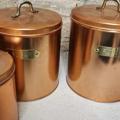 Copper colored aluminum canister set