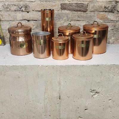 Copper colored aluminum canister set