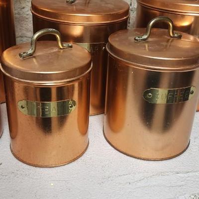 Copper colored aluminum canister set