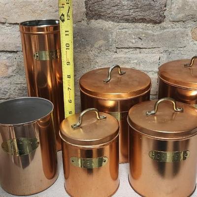 Copper colored aluminum canister set