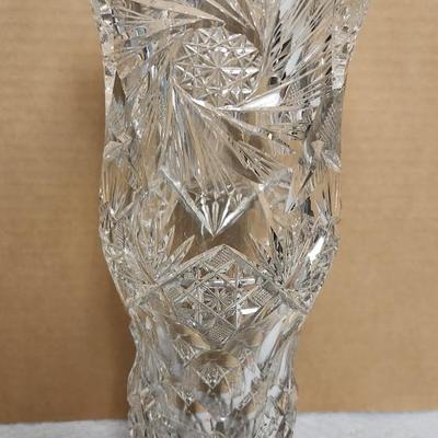 Huge heavy cut crystal vase