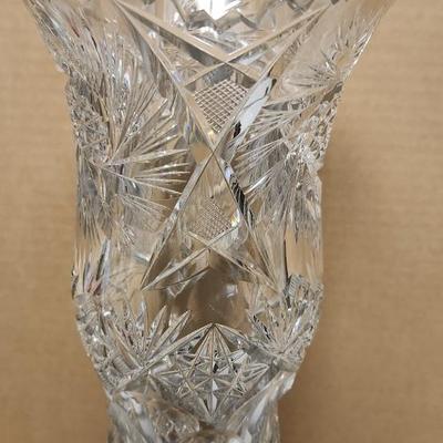 Huge heavy cut crystal vase