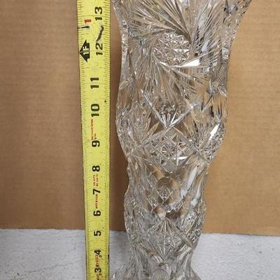 Huge heavy cut crystal vase